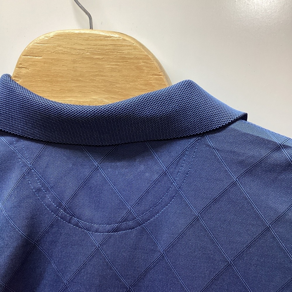 Greg Norman Play Dry Mens XL Blue Diamond Jacquard Performance Golf Polo Shirt - Picture 7 of 11